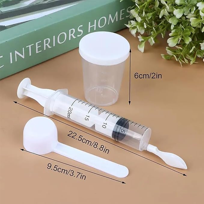 2 Pack Small Pet Feeding Syringe Sets, Including 2PCS 20ml Feeding Syringes, 2 PCS 30ml Milk Containers, 2 Soft Feeding Spoons and 2 Powder Spoons, Bird Parrot Feeder Spoon with Manual Syringe