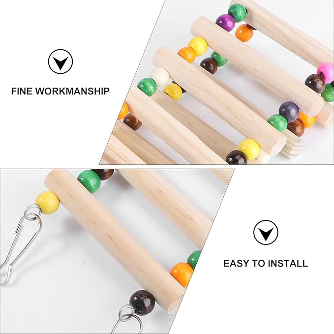 Hamster Climbing Ladder Pet Playing Wooden Mini Ladder for Bird Cage Accessories Small Pet Exercise for Hamsters and Parrots