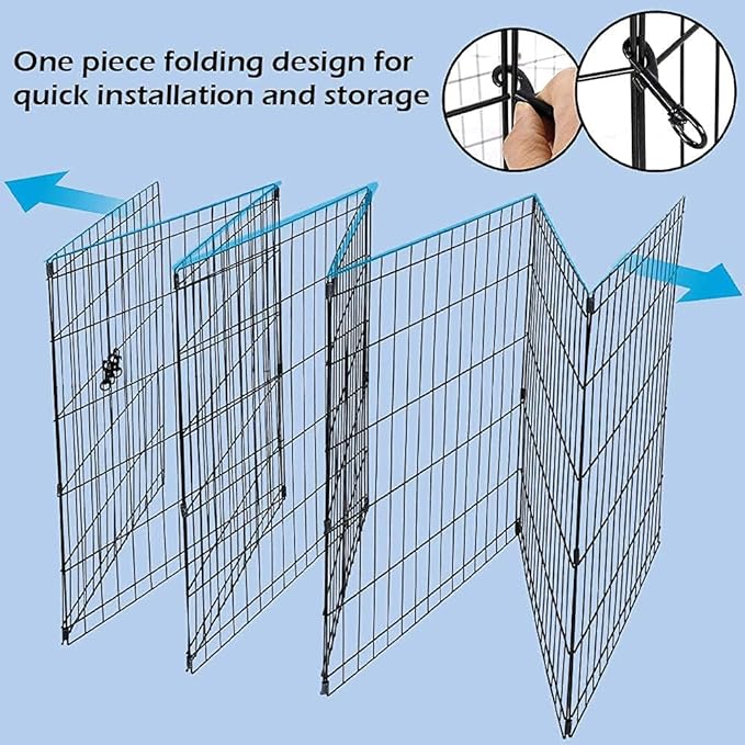 Portable Dog Playpens Dog Fence for The House Outdoor Puppy Playpen for Small Dogs Foldable Dog Outdoor Playpen Metal Wire Pet Exercise Pen Enclosure w/Metal Buckles for Rabbit,Dogs,42 in