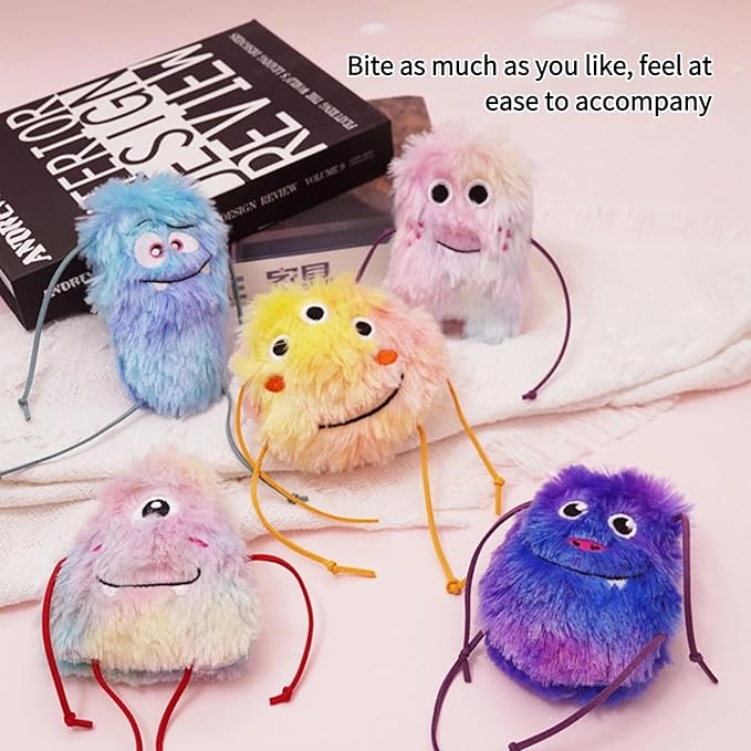 Cute Monster Plush Catnip Toy Interactive Soft Chew Plush Catnip Toys for Indoor Cats and Kittens 3.9" (Pink-1)