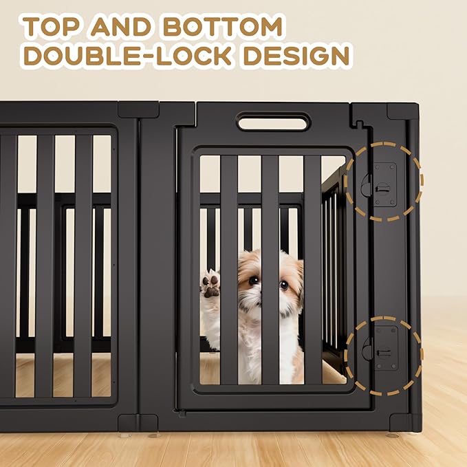 Dog Playpen, Clear Dog Pen, Dog Pen Indoor, Easy to Install and Remove Dog Play Pen, Puppy Playpen Suitable for Dogs, Cats,Dog Playpen Indoor(Black, 23.6 inch Height, 10 Panels)
