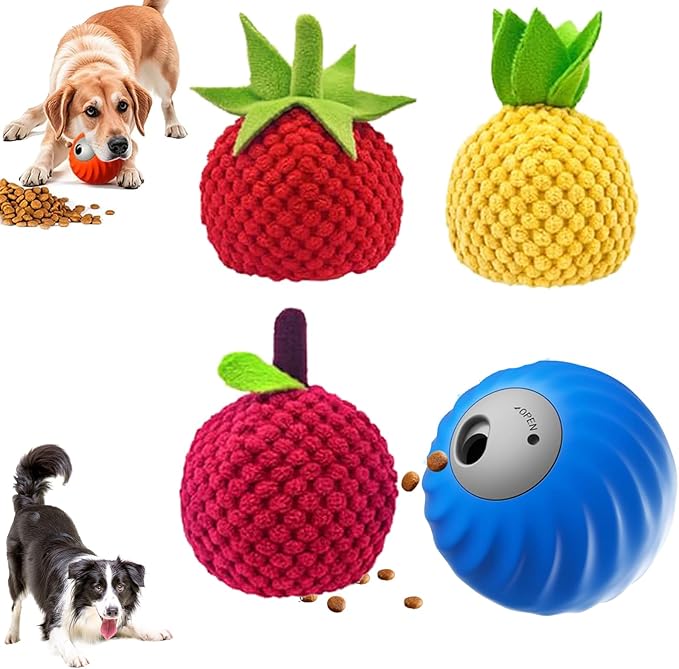 Smart Touch Interactive Dog Toy, 2 in 1 Interactive Dog Balls ＆ Pet Feeder, Track Food Leaking Ball, Cats Dogs