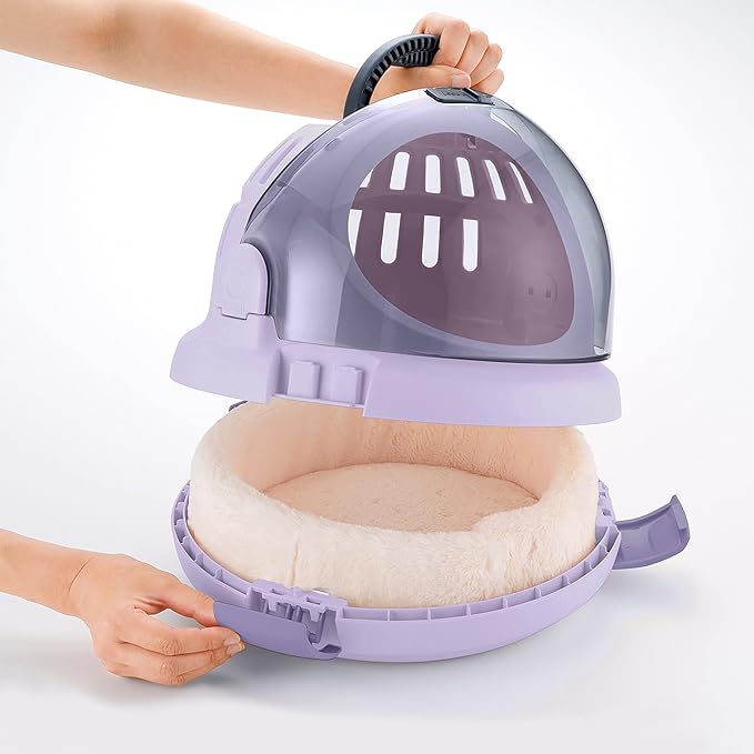 Richell Space Capsule Pet Carrier & Bed, Travel Carrier for Small Dog and cat
