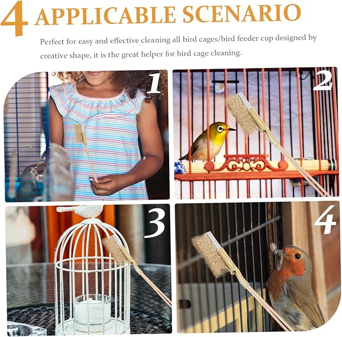ibasenice 1set Bird Cage Cleaning Brush Handle Wire Cleaner for Maintenance for Bird Owners to and Fecal Practical Cleaning Tool