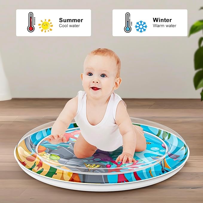 Cat Dog Water Mat with 3PCS Multi-Color Lights [ Newly Upgraded, 2 Layers Thickened Pet ] Anti-Scratch Leak Proof, with Floating Fish for Indoor and Outdoor Cat Dog Toys (Octopus & Light)