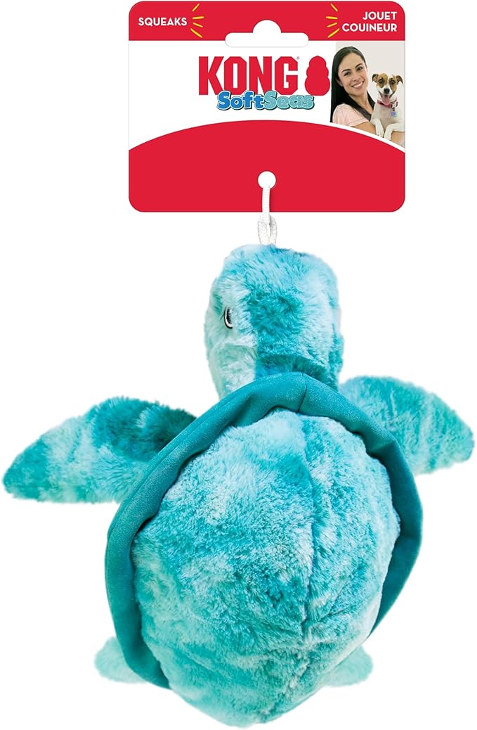 KONG SoftSeas Dog Toy – Plush Squeaky & Crinkle Toy for Dogs, Soft Thick Fabric, Ideal for Cuddling & Indoor Play (Small, Octopus/Turtle Combo)