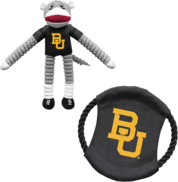 Littlearth NCAA Unisex NCAA Sock Monkey and Flying Disc Pet Toy Combo Set
