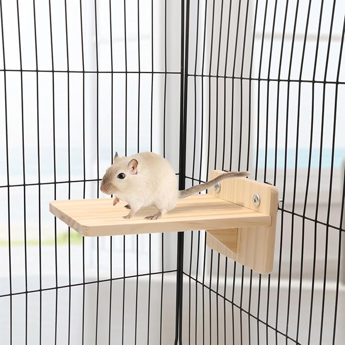 Wooden Stand Platform Birds Perch for Hamster Rat Mice Chinchilla Cage Exercise Toy