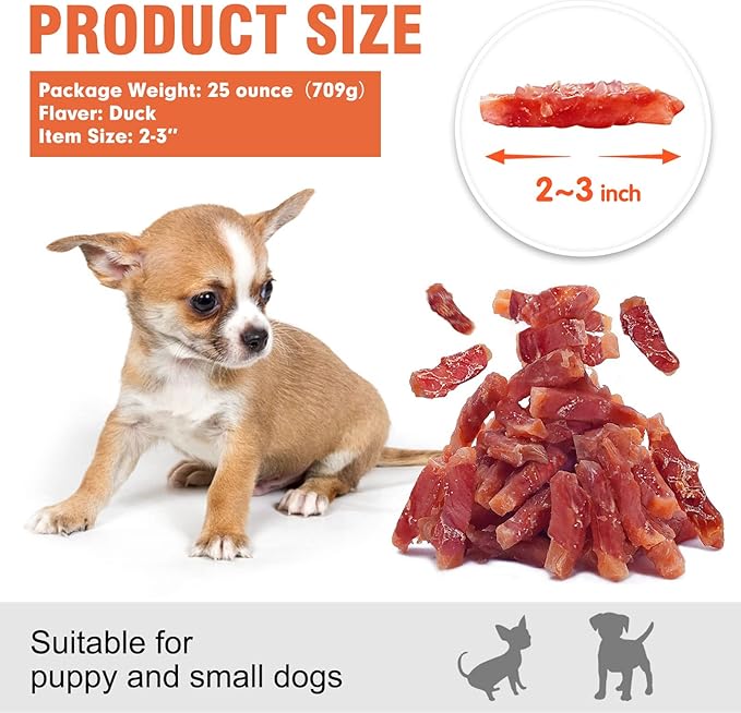 MON2SUN Dog Treats, Duck Wrapped Sweet Potato, High Protein, Low Fat, No Rawhide, Soft and Chewy Training Snacks for Small to Large Dogs, 25 oz