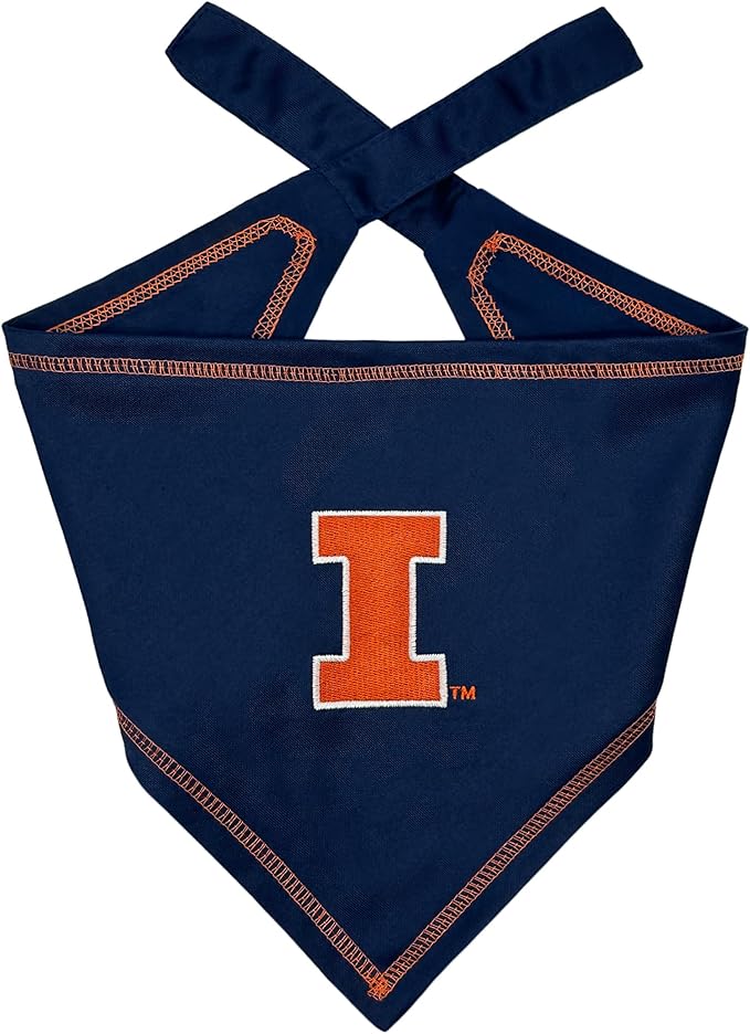 Pets First NCAA Illinois Fighting Illini TIE Bandana, Size Small/Medium. Dog Bandana Scarf Bib for Pet Cat Dog. The Ultimate Game-Day, Party Bandana