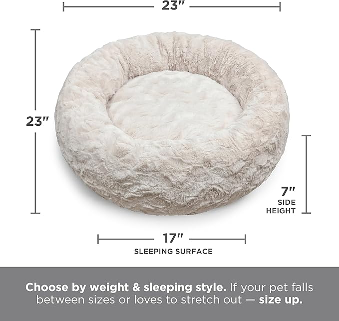 Best Friends by Sheri The Original Calming Donut Dog Bed for Small Dogs up to 25 lbs, Lux Faux Fur, Navy Blue, 23" x 23"