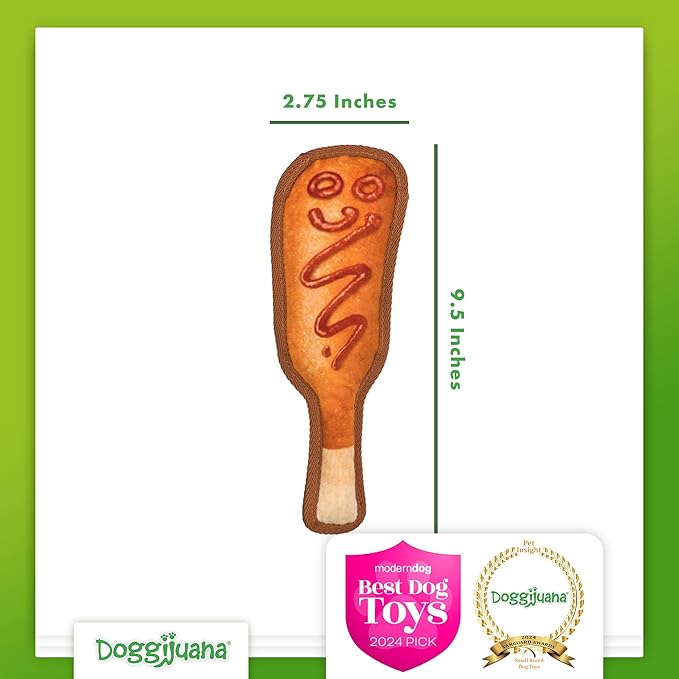Doggijuana Mini Doggi Duo Refillable Juananip Toy Bundle | Corn Dog & Juananip | Funny Dog Toy Plush with Catnip and Refill | Interactive Chew for Play