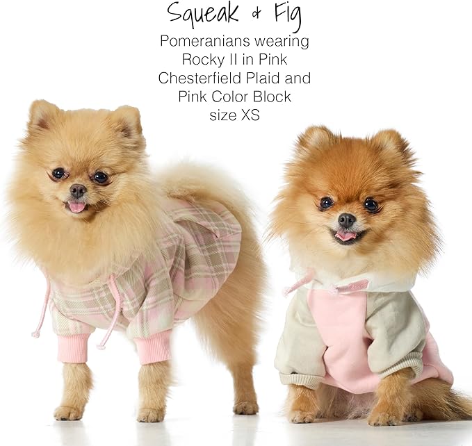 Pet Passion Rocky II - The Extra Comfy Hoodie, Organic Cotton and Recycled Poly Dog Hoodie Pet Coat Sweater for Small, Medium, Large Dogs, Pink Chesterfield Plaid, XXX-Small (up to 5lbs)