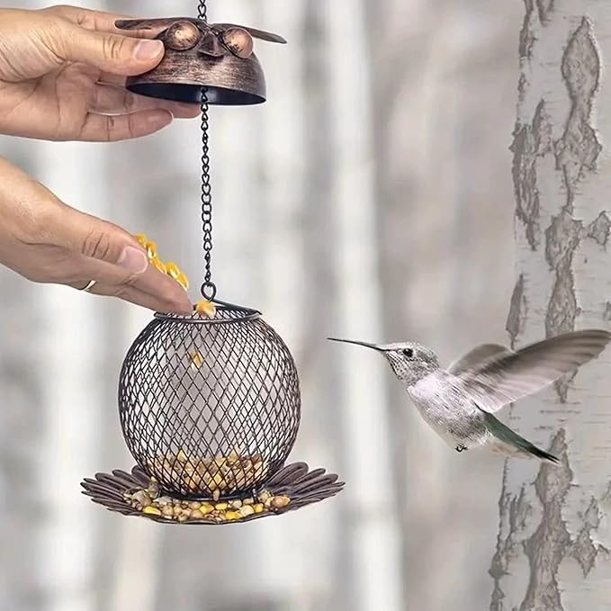 Bird Feeders for Outdoors - Squirrel Proof Vintage Cute - Owl-Shaped Large Capacity Bird Feeder,for Finch Bluebird Sparrow Birding Feeding Yard Deck Porch
