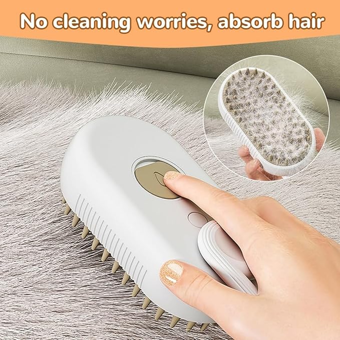 4 in 1 Cat Steam Brush for Shedding, Rechargeable Pet Groomer Brush with Steam, Multifunctional Anti-Static Hair Removal Comb for Cats and Dogs, Used for Massage, Cleaning, Shedding & Combing (White)