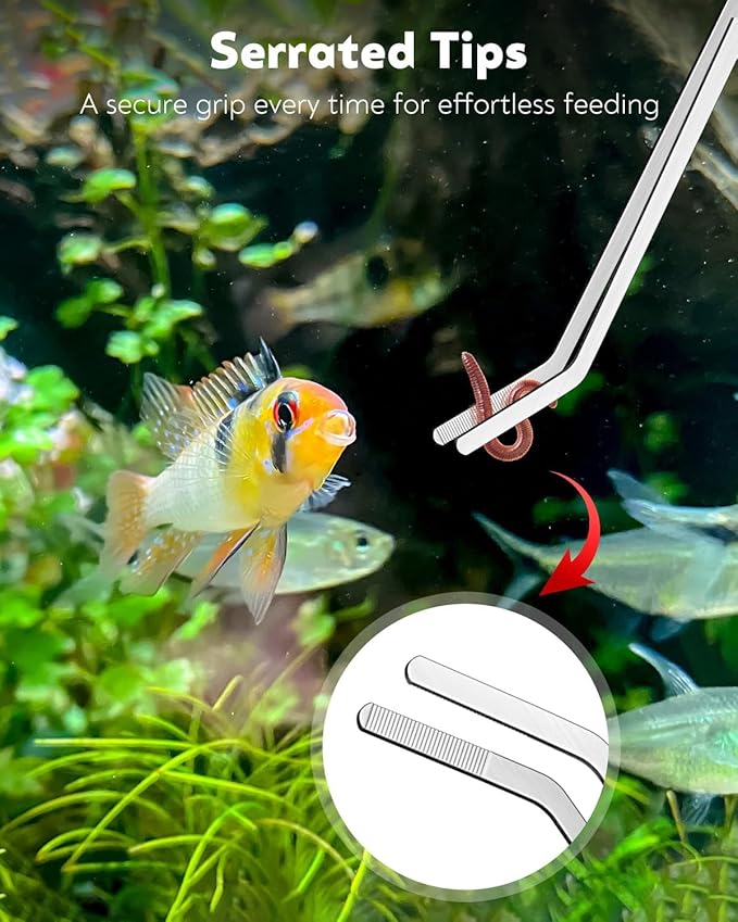 Pawfly Aquarium Coral Feeder Kit, 13.7" & 15.7" Long Tube with 11" Long Tweezers, Coral Food Feeders for Reef Marine Fish Shrimp, Long Acrylic Syringes with Stainless Steel Aquarium Tweezers
