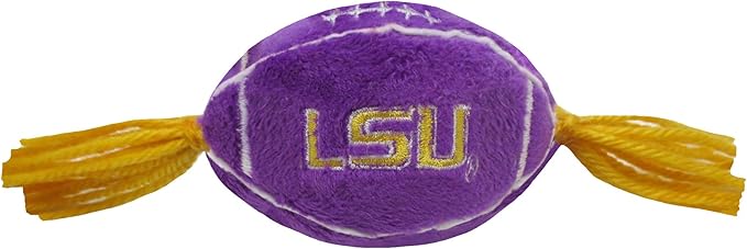 Pets First NCAA LSU Tigers Catnip Toy in Football Shape with Team Logo in Vibrant Team Color