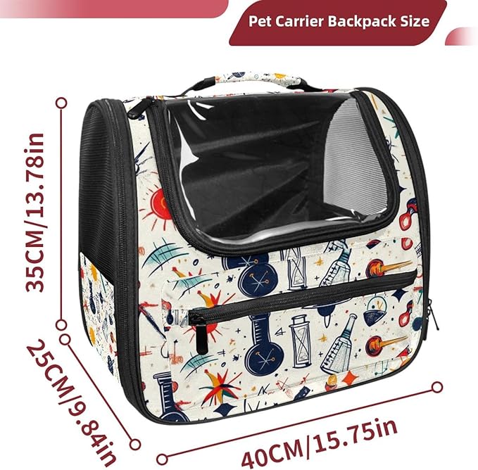 Airline Approved Soft Sided Pet Carrier, Colorful Science Education (1) Pet Travel Bag for Cats & Dogs, Durable, Breathable Pet Travel Bag for Airplane, Car & Train