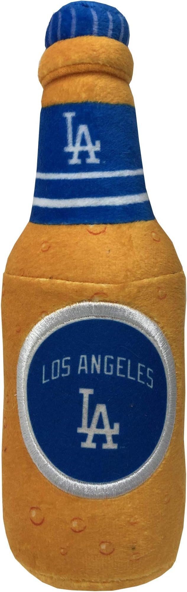 Pets First MLB Los Angeles Dodgers Stadium Beer Bottle Plush Dog Toy-Cutest Plush Toy for Dogs & Cats with Inner Squeaker & Premium Embroidery of Baseball Team Name & Logo