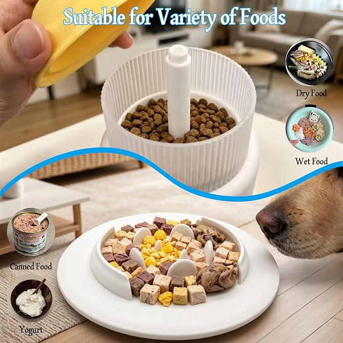 Cat Slow Feeder Toy with Feather Teaser, Interactive Puzzle Feeder for Cats, Mental Stimulation Foraging Toy, Suitable for Dry & Wet Food(Blue)