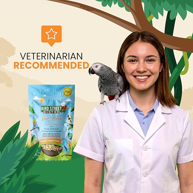 Bird Street Bistro Parrot Food - Parakeet & Cockatiel Food - Cooks in 3-15 min w/Natural Whole Grains, Legumes, Non-GMO Fruits, Vegetables & Health-Oriented Spices