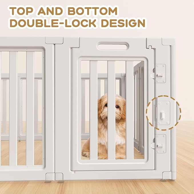Dog Playpen, Clear Dog Pen, Dog Pen Indoor, Easy to Install and Remove Dog Play Pen, Puppy Playpen Suitable for Dogs, Cats,Dog Playpen Indoor (White, 23.6 inch Height, 8 Panels)