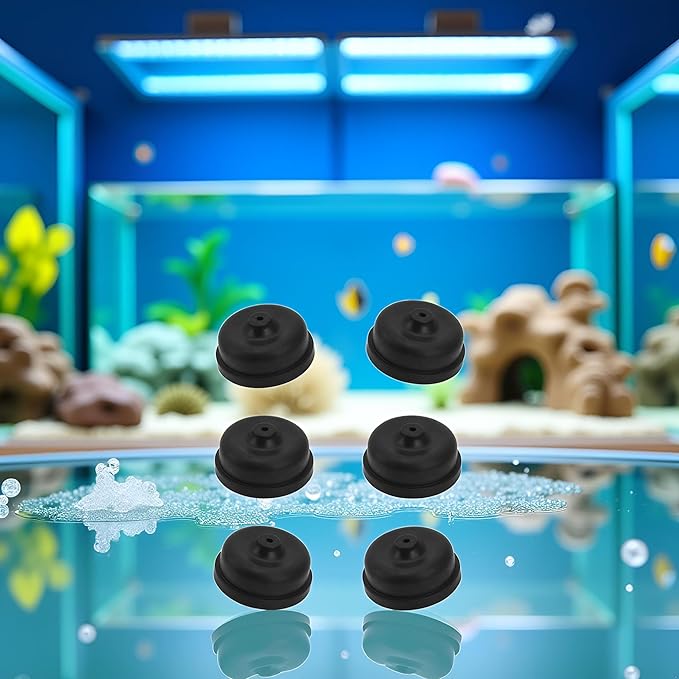 6Pcs Black Aquarium Diaphragm Air Pump Accessories EPDM Rubber Oxygen Pump Replacement Parts for Aquariums Fishing Oxygen Pump Aquarium Diaphragm Silicone Cup Parts Reolacements Fish and Aquatic Pets