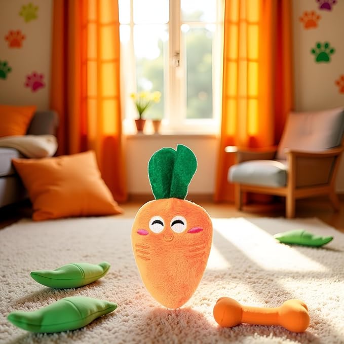 1Pc Orange Soft Dog Toys Cute Carrot Chew Squeaker Sound Pet Puppy Supplies Dog and Cat Toys with Multi-Squeaks,Dogs Squeak Toys,Pet Toys