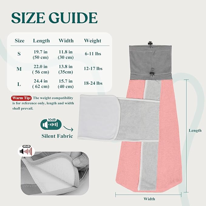 Supet Cat Grooming Wrap for Cutting Nails, Self-Adhesive Anti-Scratch Swaddle with Bite-Proof Mesh Hood & Thick Waist Strap Anti-Escape Bag for Nail Trimming, Medication, Ear Cleaning (Pink L)