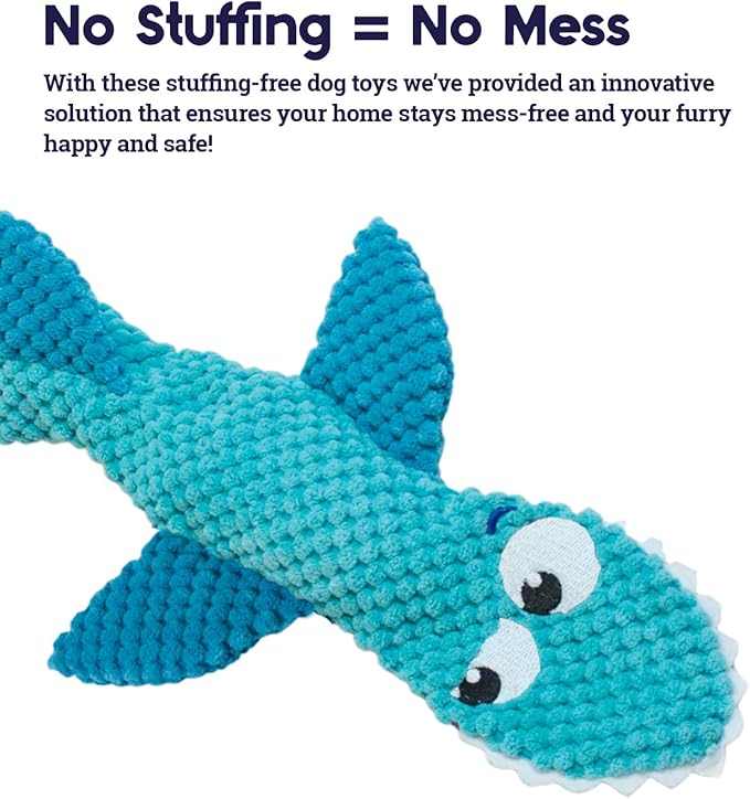 Petstages Stuffing-Free Floppy Shark Plush Dog Toy, Large