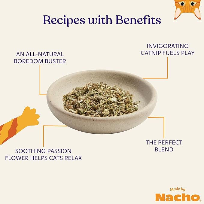 Made by Nacho Catnip by Bobby Flay, Use for refillable cat nip Toys, Catnip Treat for Cats with Passion Flower for Stress Relief (2 Ounce), Limited Ingredients