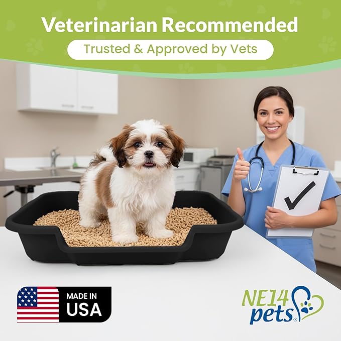 Dog Litter Box, Large Size, Blacksmithe Black, Durable & Pet Safe Puppy Litter Box, Indoor Open Top Entry Dog Litter Pan, Comfortable for Dogs, Great for Dogs up to 20 lbs