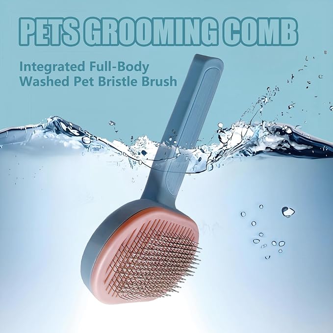 Demiya Dog Brush with Ergonomic Handle, Plastic Pets Grooming Brushes for Dogs, Cat Shedding and Deshedding Tool (Blue)