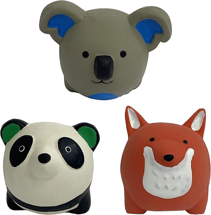 Multipet MiniPet Latex Round Animals 2.5" Dog Toy (3 Pack Bundle)