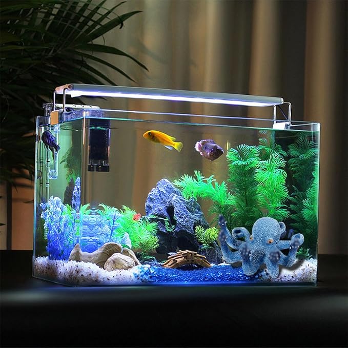 Octopus Aquarium Decorations Glow Fish Tank Decorations Aquarium Accessories for All Kinds of Fish and Aquatic Pets Resin Decorative Octopus Sculpture Garden Decor Ornaments (Blue Octopus)