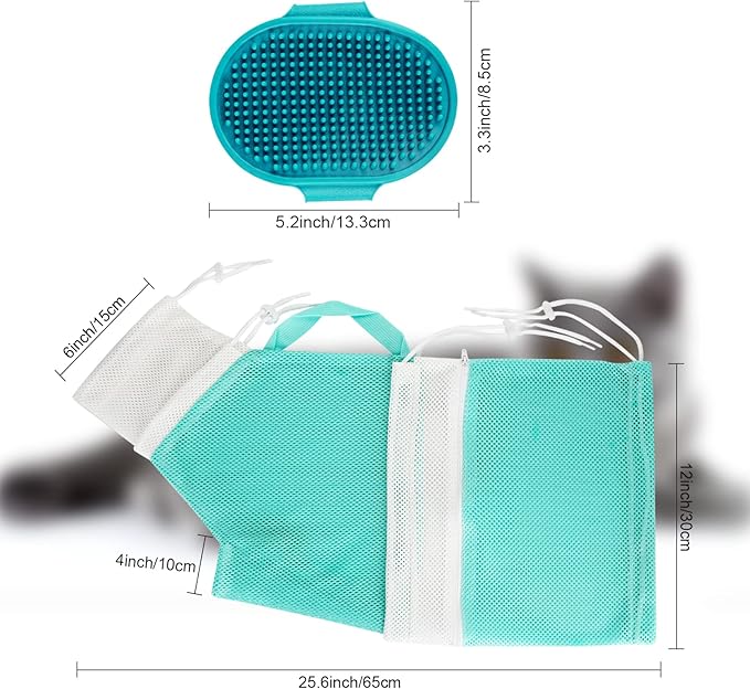 Cat Bathing Bag Adjustable Cat Grooming Net Bag Anti-bite & Anti-Scratch Cat Bath Washing Restraint Bag, Breathable Mesh Cat Grooming Bag for Shower, Nail Trimming, Injection (Light Green)