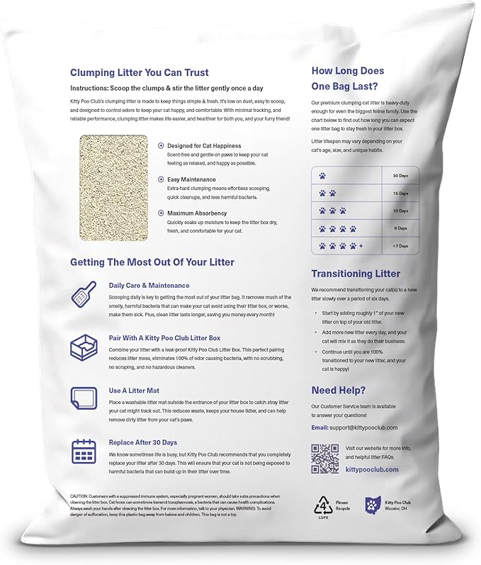 Kitty Poo Club Grass Cat Litter – Natural, Biodegradable Grass-Based Litter for Cats, Lightweight, Dust-Free, Superior Odor Control, Fast-Clumping Formula