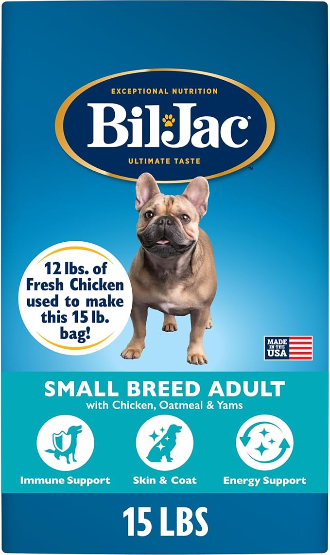 Bil-Jac Small Breed Adult Dry Dog Food | Chicken | Oatmeal & Yams Recipe | 15 lb