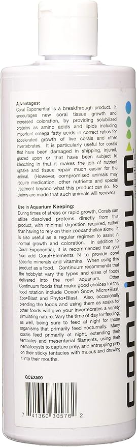 Continuum Aquatics Coral Exponential - Coral growth accelerator & amino acid complex for live corals & reef aquaria, 500 ml