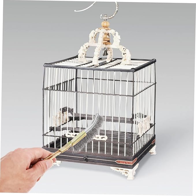 VANZACK 4pcs Bird Cage Cleaning Brush Copper Handle Convenient Wire Brush for Parrot and Bird Cages Easy Storage and Grip