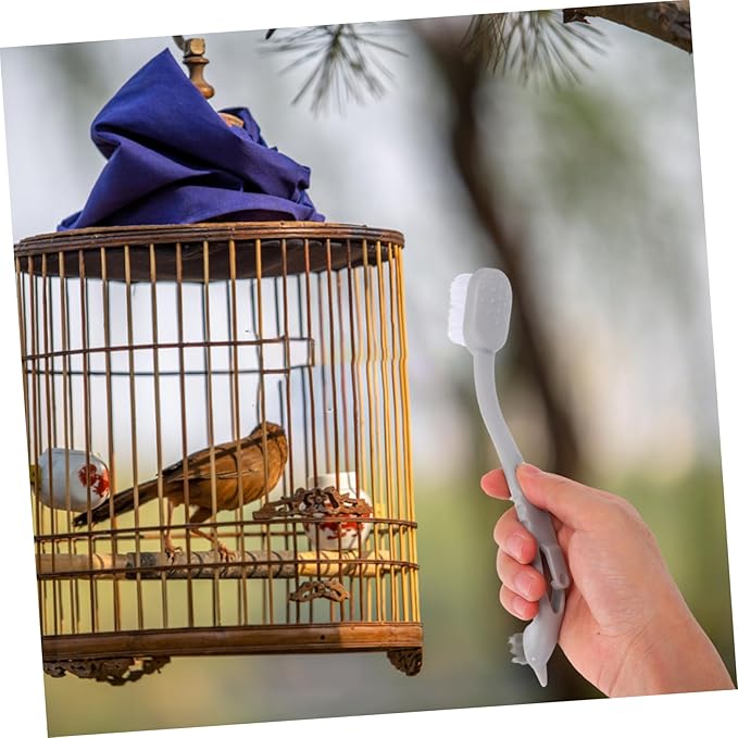 Toyvian 3pcs Bird Cage Cleaning Brush with Dual Gentle Bristles for Cleaning of Bird Cages and Material Accessory