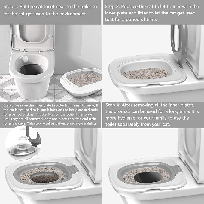 Cat Toilet Training Kit, Reusable Puppy Cat Litter Mat Kitty Urinal Seat Toilet Trainer, Removable Home Urinal Seat Potty for Puppy & Small Pet, Kitty Toilet Trainer Urinal Seat