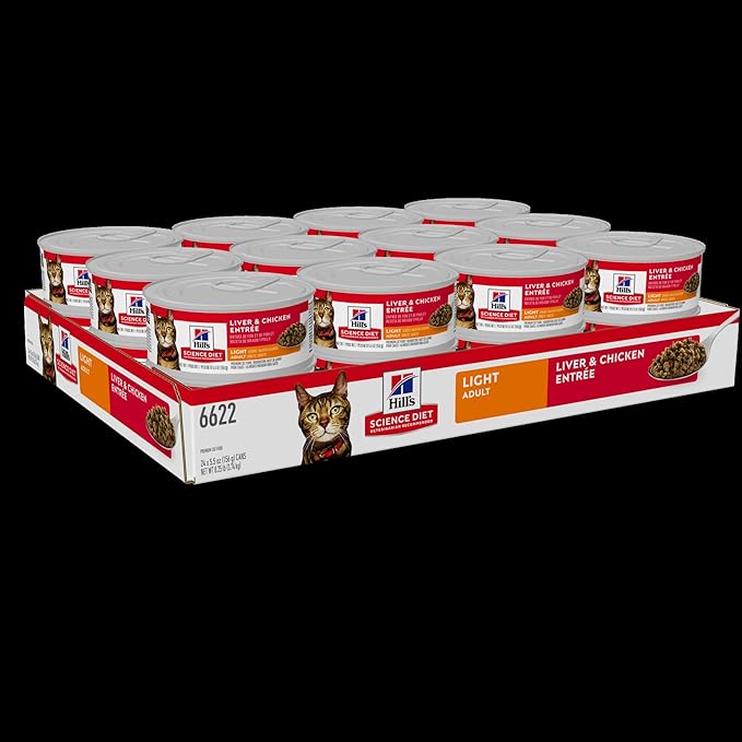Hill's Science Diet Adult 1-6 Light Wet Cat Food, Liver & Chicken, 5.5 oz. Cans, 24-Pack