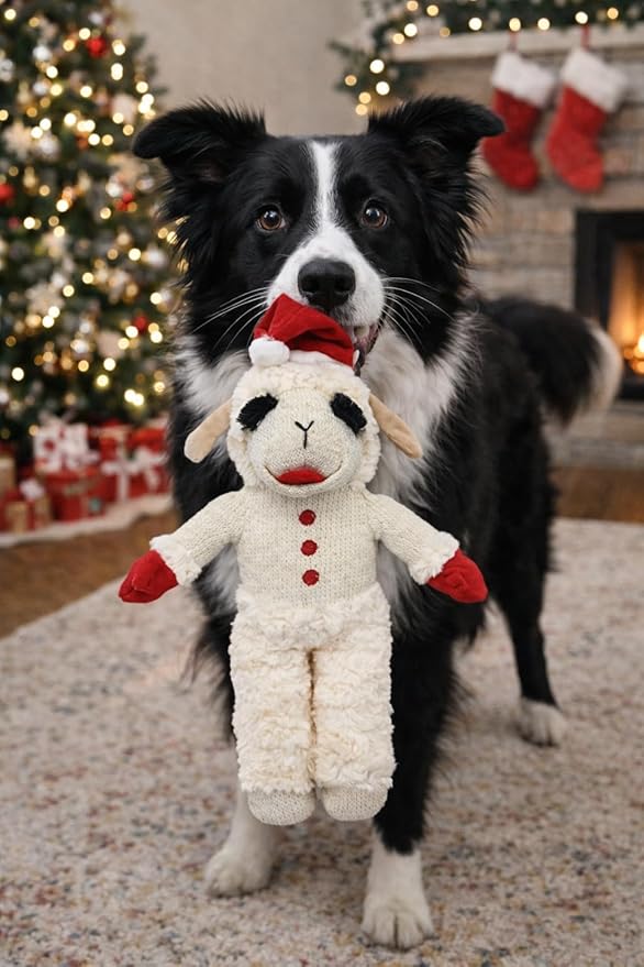 Multipet Dog Standing Holiday Lamb Chop with Santa Hat (Small (8"))