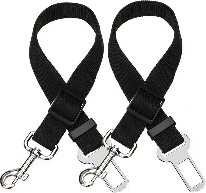 Elisel Elisel 2 Packs Adjustable Length Pet Dog Cat car seat Belt Pet seat Belt Pet Accessories for Dogs Cats and Pets (Black)