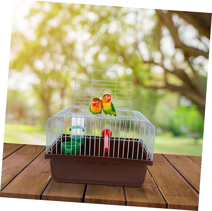 MERRYHAPY Multi-Functional Bird Cage for Parrots and Lovebirds Portable Travel Carrier with Spacious Design Easy Access for Feeding and Comfortable Perch for Animals