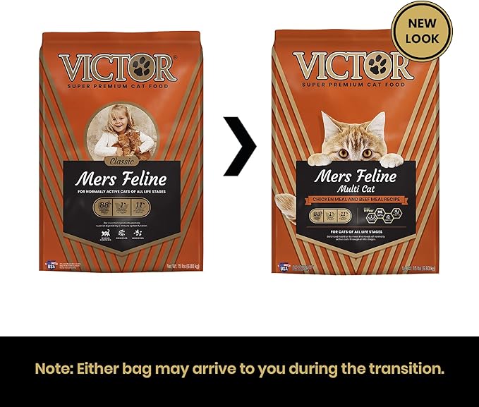 VICTOR Super Premium Cat Food – High-Protein Mers Feline Dry Cat Food with Chicken, Beef, Pork and Fish Meal for Normally Active Cats – All Breeds and All Life Stages from Kitten to Adult, 5 lb