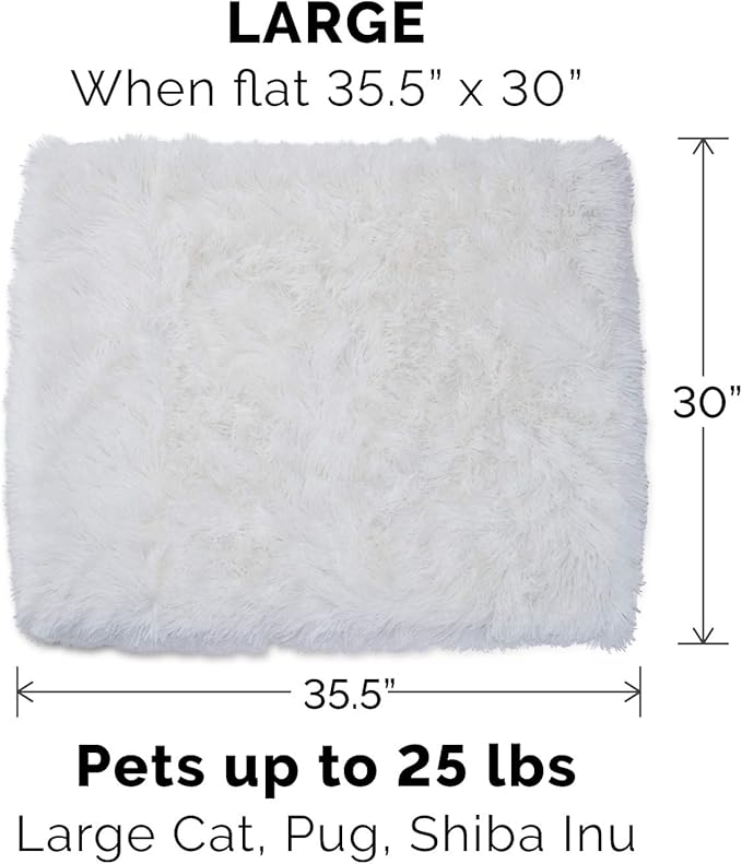 Furhaven Self-Warming Cat Bed for Indoor Cats, 4-Beds-in-1 & Washable - Plush Long Faux Fur Convertible Cuddler - Silver, Large