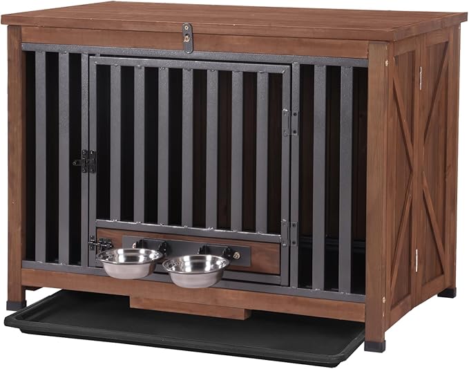 Aivituvin Dog Crate Furniture Dog Kennel Indoor for Small & Medium Dogs Portable Heavy Duty Dog CrateEnd Table, Dog House with Large Opening Roof
