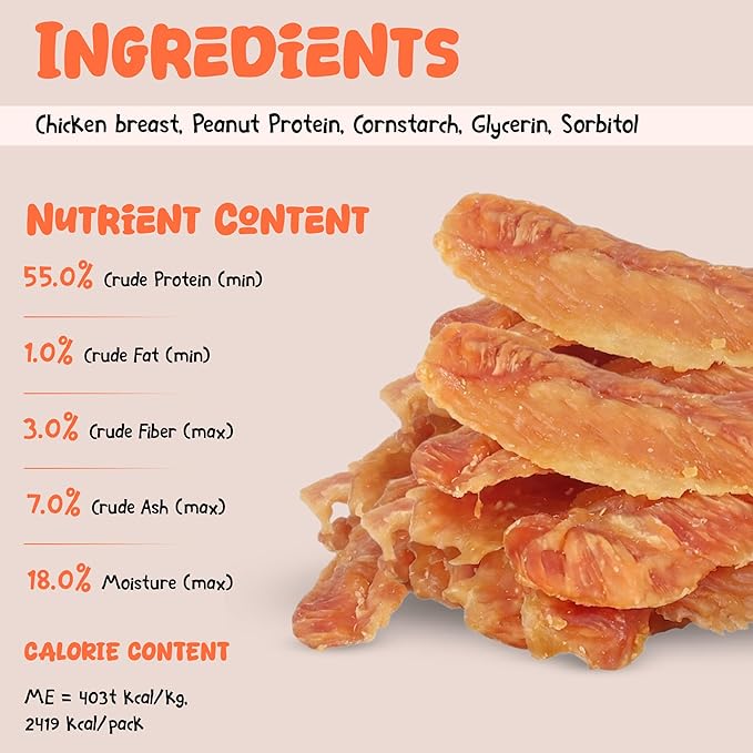 Annika Chicken Jerky Dog Treats – Natural, Low-Fat Strips & Chews, Dog Training Snacks with Chicken Breast, Grain-Free, 11.6 oz Healthy Treats for All Breeds